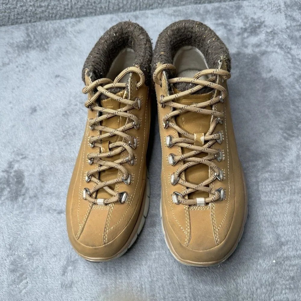 Skechers Relaxed Fit Leather Ankle Boots‎ Women 7 Cognac Tan Outdoor Hiking